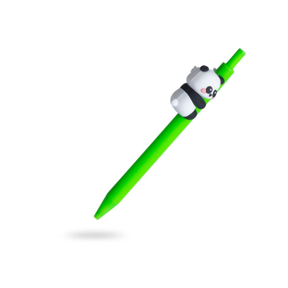 Ballpoint Blue Pen with Panda Topper Green 0.7mm Tip 1pc