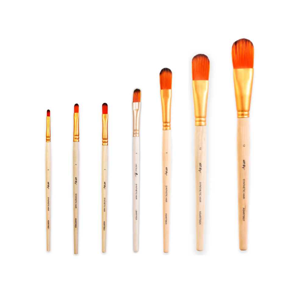 Filbert Brush Synthetic Hair Size 0 2 4 6 8 10 12 Set of 7 pc