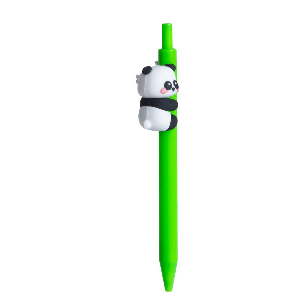 Ballpoint Blue Pen with Panda Topper Green 0.7mm Tip 1pc