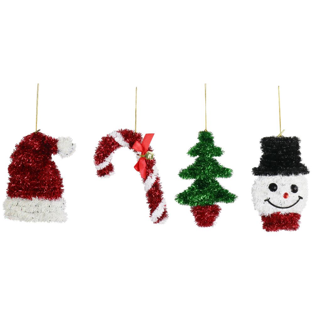 Deluxe Tinsel Hanging Deco Candy Stick Red & White Xb0889 1Pc