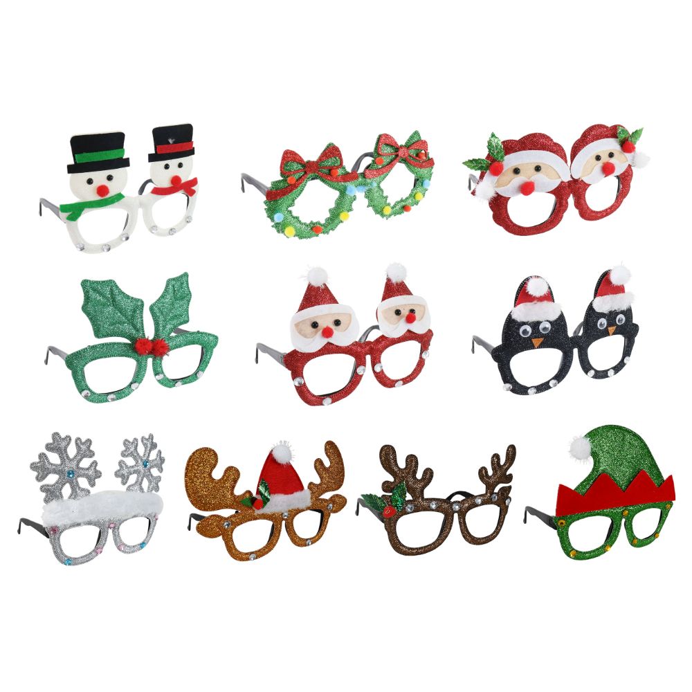 Christmas Glitter Santa Snow Man Eye Glasses/Goggles Adult and Kids 1pc