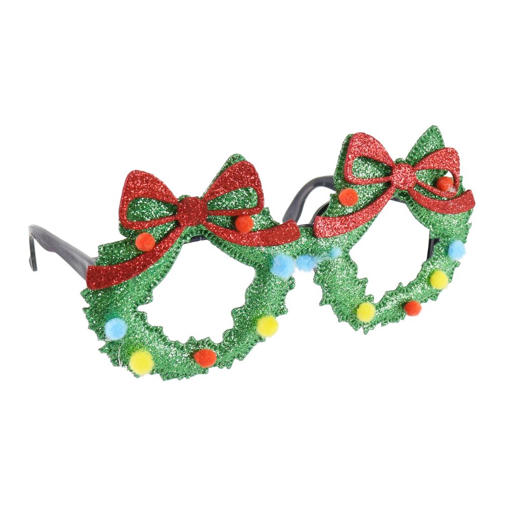 Christmas Glitter Wreath Eye Glasses/Goggles Adult and Kids 1pc