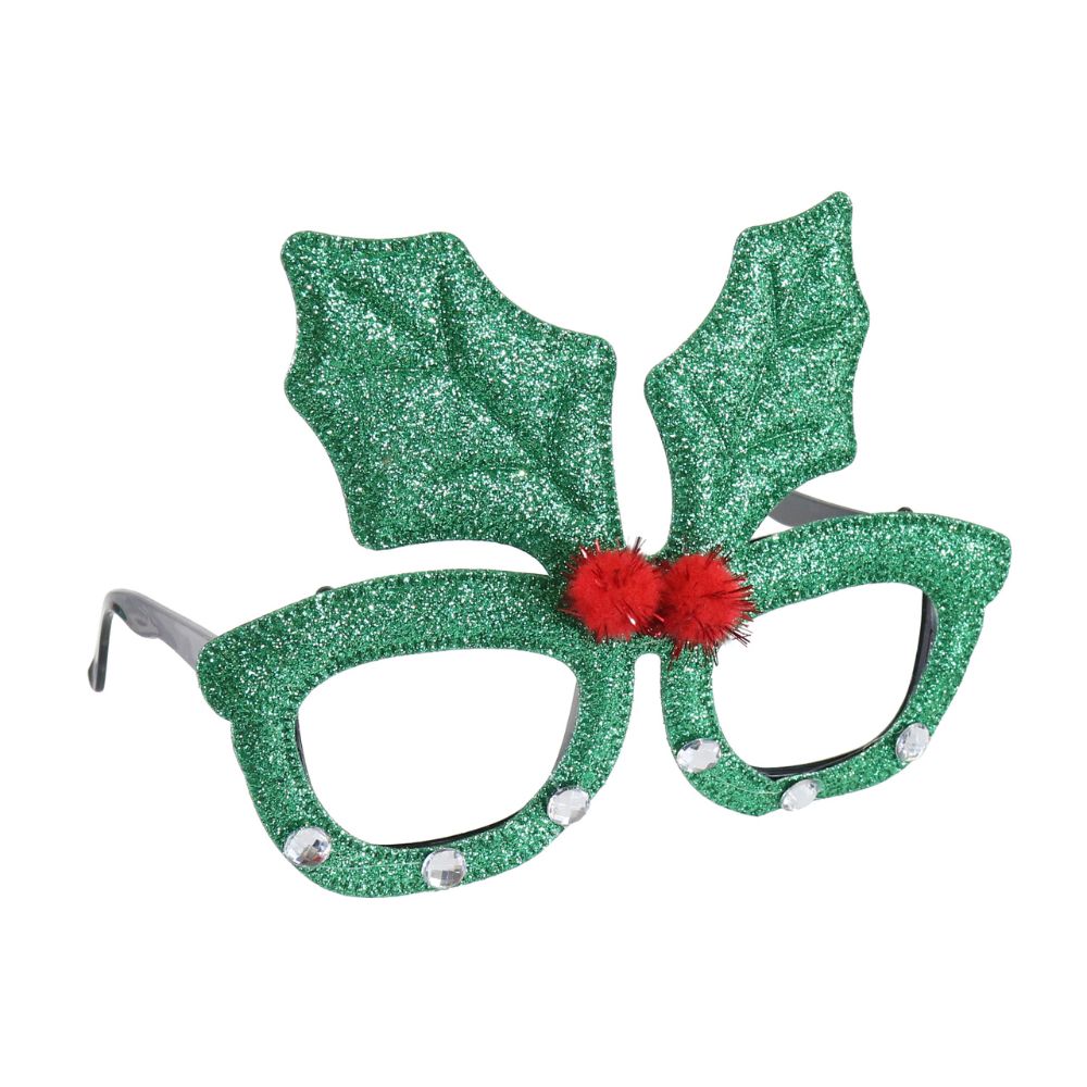 Christmas Glitter Berry Leaf Eye Glasses/Goggles Adult and Kids 1pc