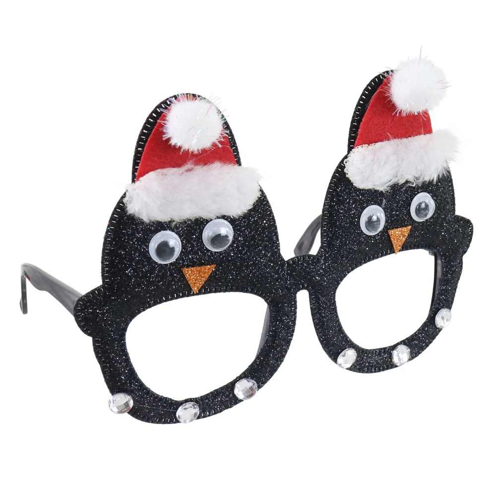 Christmas Glitter Penguin Eye Glasses/Goggles Adult and Kids 1pc