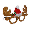 Christmas Glitter Reindeer Eye Glasses/Goggles Adult and Kids Gold 1pc