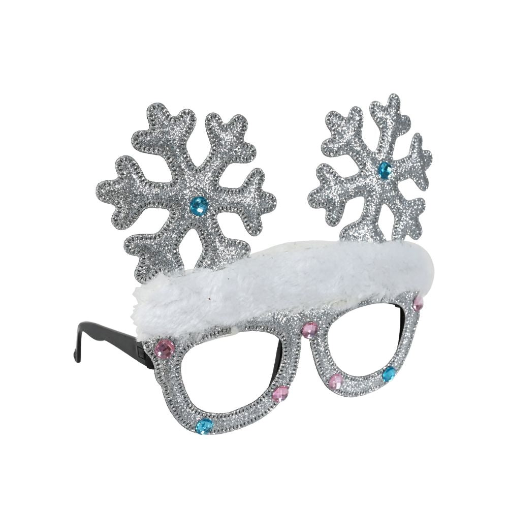 Christmas Glitter Snowflakes Eye Glasses/Goggles Adult and Kids Silver 1pc