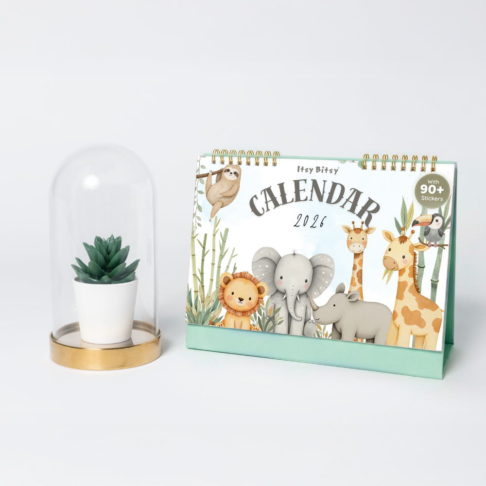 Desk Calendar 2026 Animal Kingdom with 90 Animal Emoji Stickers 9 X 6inch 13 Sheets