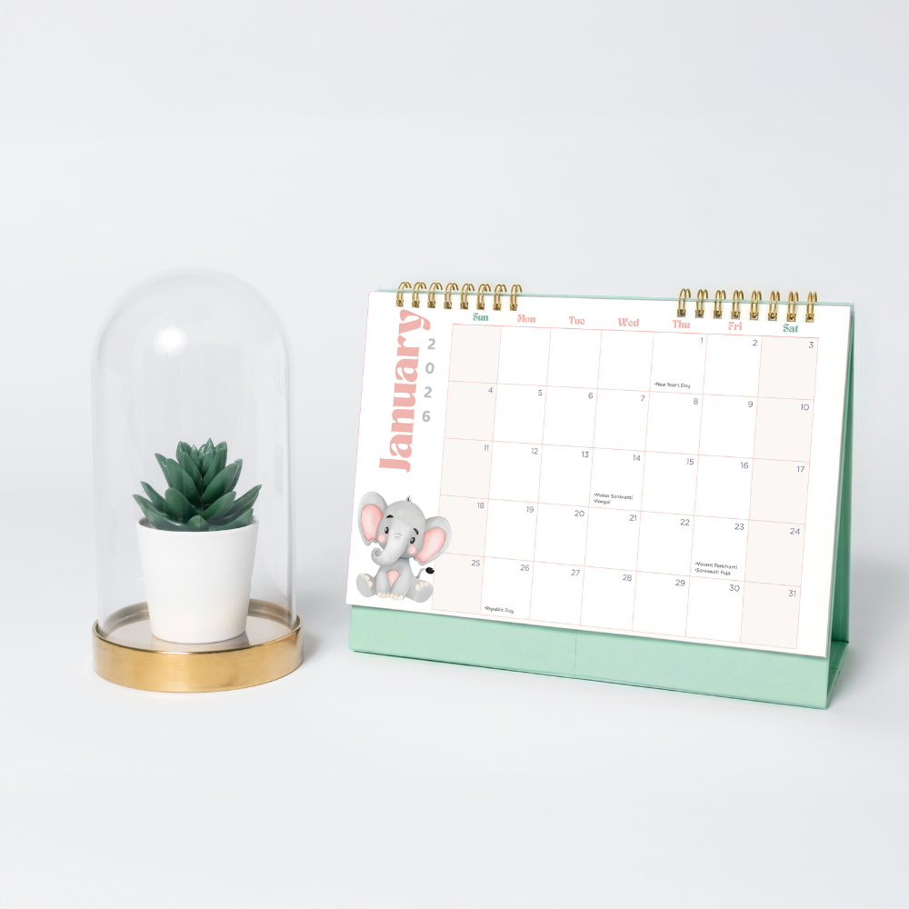 Desk Calendar 2026 Animal Kingdom with 90 Animal Emoji Stickers 9 X 6inch 13 Sheets