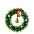 Christmas Tinsel Wreath Dark Green & Green Tip with Bow & Gold Cheery with Bauble 16cm 1pc