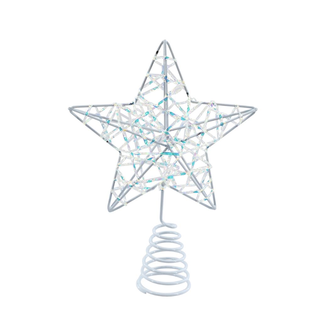 Star Tree Topper Metallic White 13cm 1pc