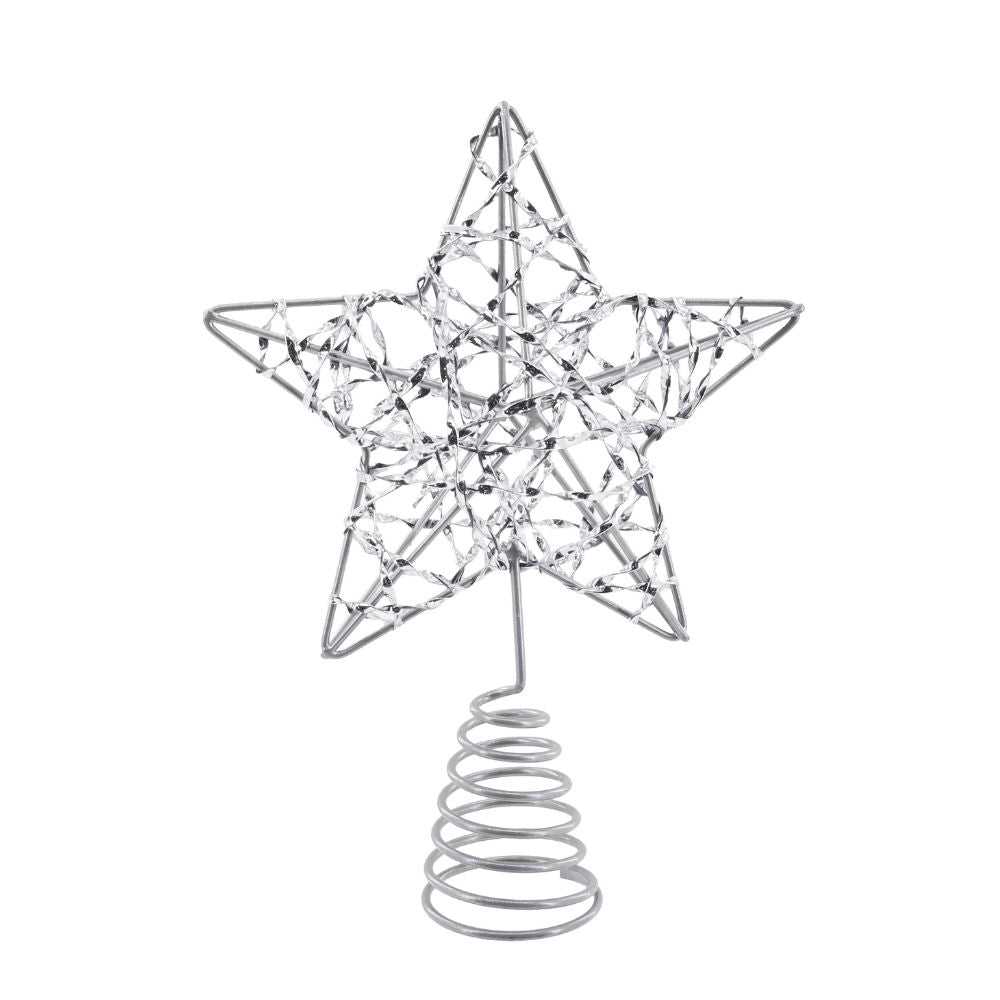 Star Tree Topper Metallic Silver 13cm 1pc