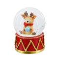 Christmas Waterball Red Drum-Shaped Base with Gold Braid Reindeer 65mm 1pc