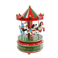 Windup Musical Carousel with 4 Horses Green 1pc Box