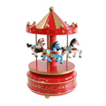 Windup Musical Carousel with 4 Horses Red 1pc Box