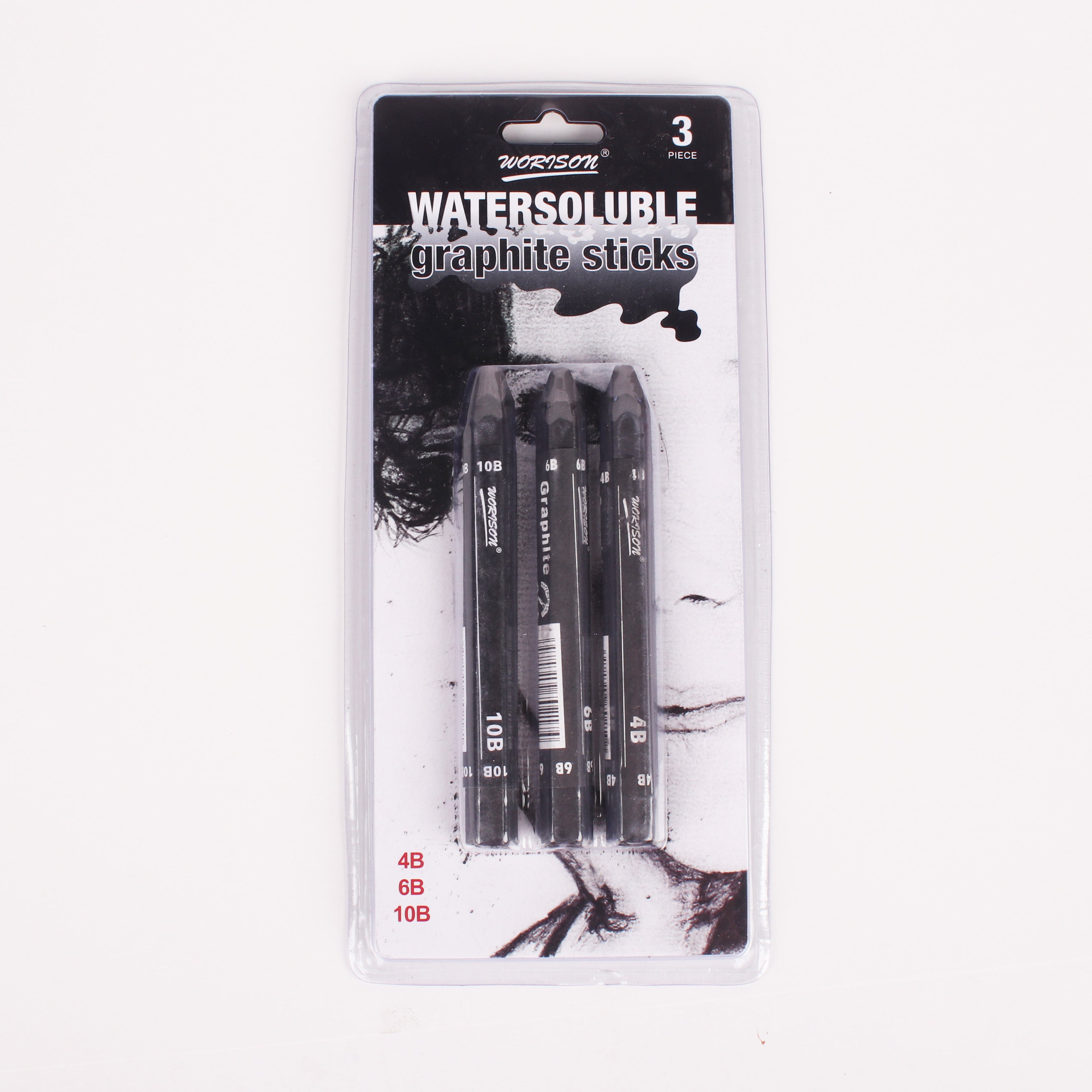 Water Soluble Graphite Stick 4B, 6B & 10B Set of 3pcs Blister