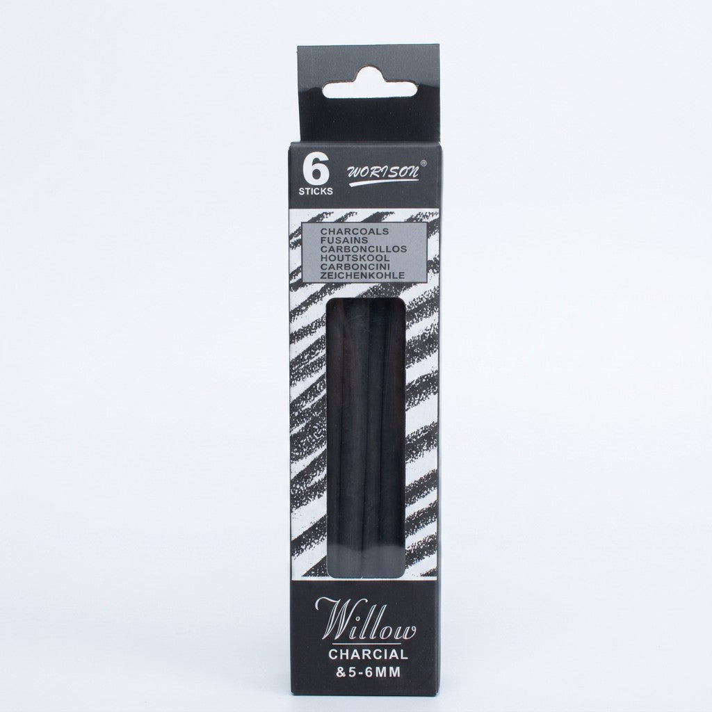 Willow Charcoal Sticks 5 to 6mm Pack Of 6pcs Box