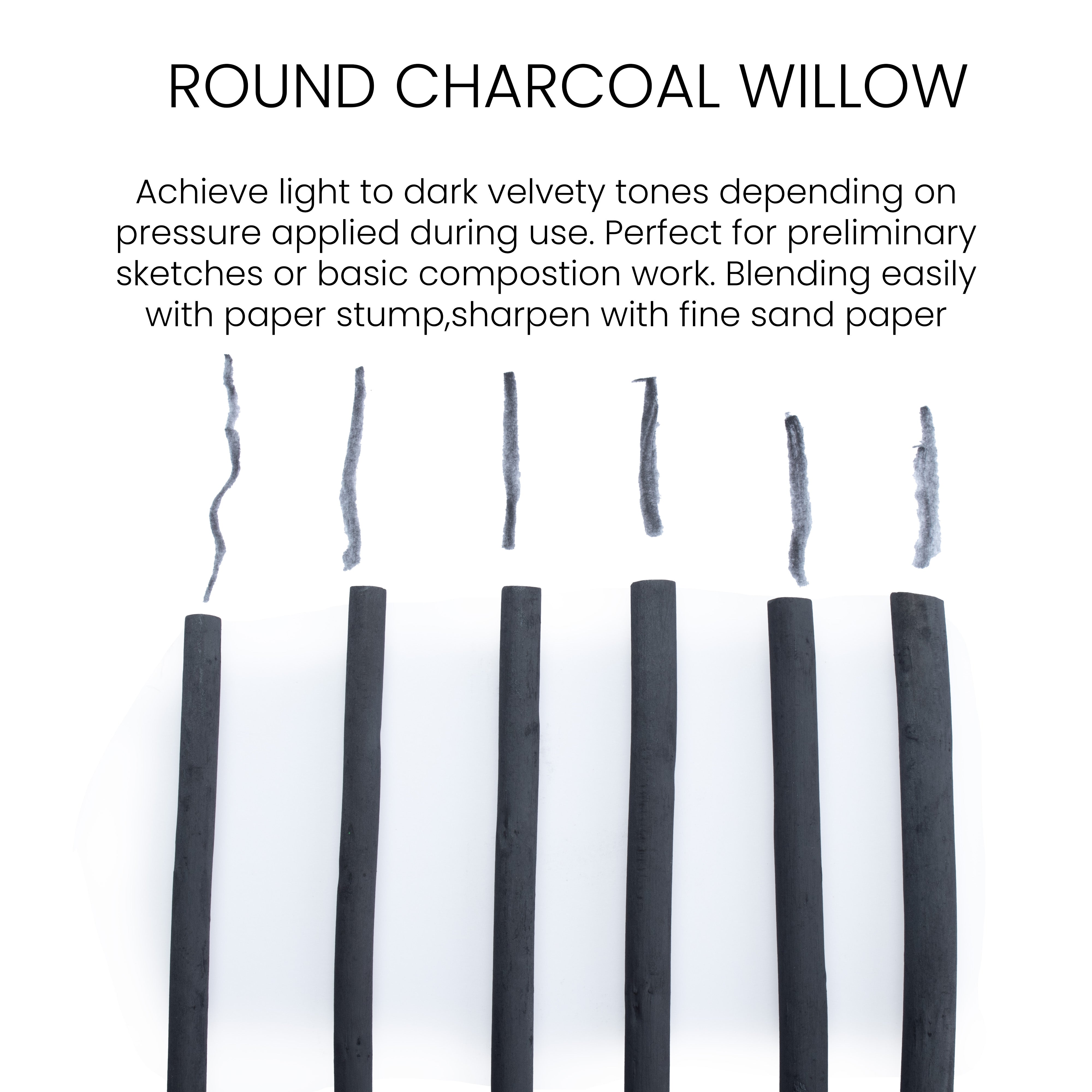 Willow Charcoal Sticks 5 to 6mm Pack Of 6pcs Box