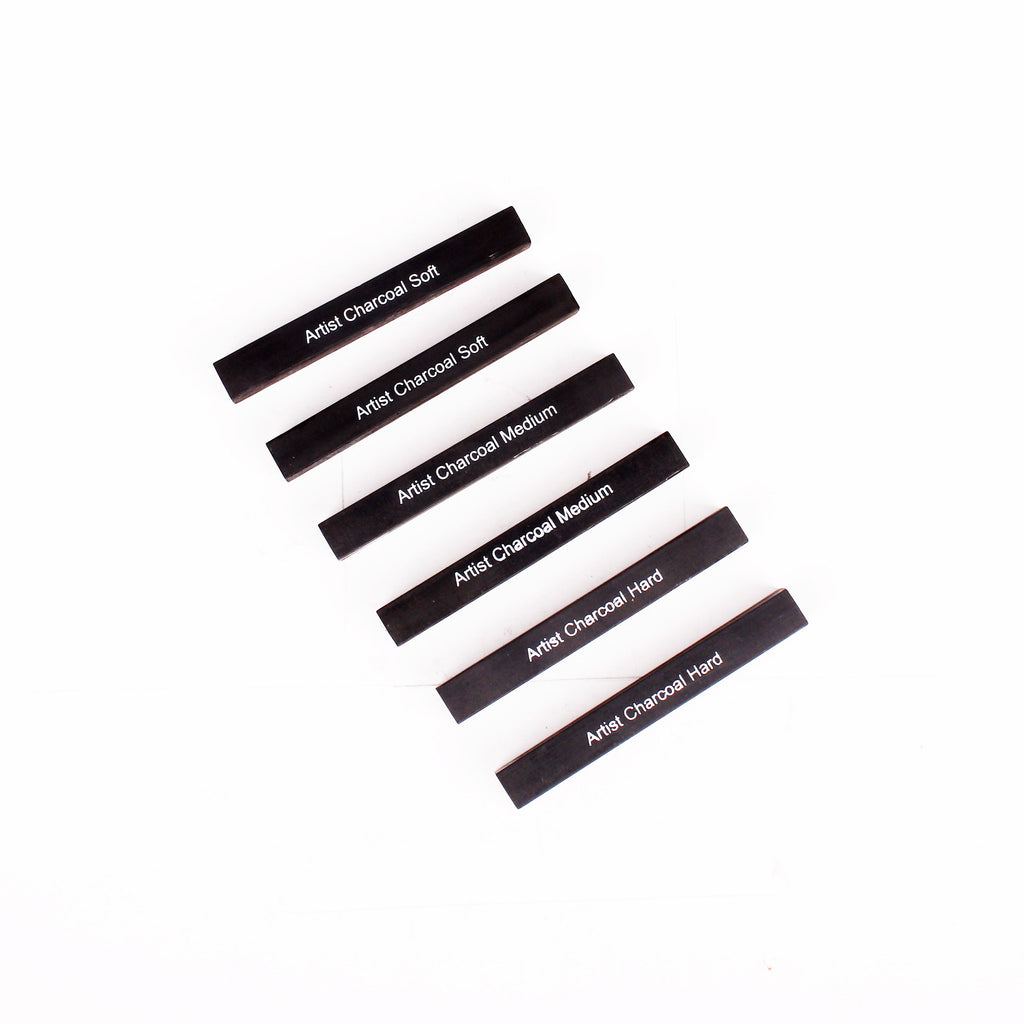 Compressed Charcoal Stick Soft, Medium & Hard Pack Of 6pcs Blister