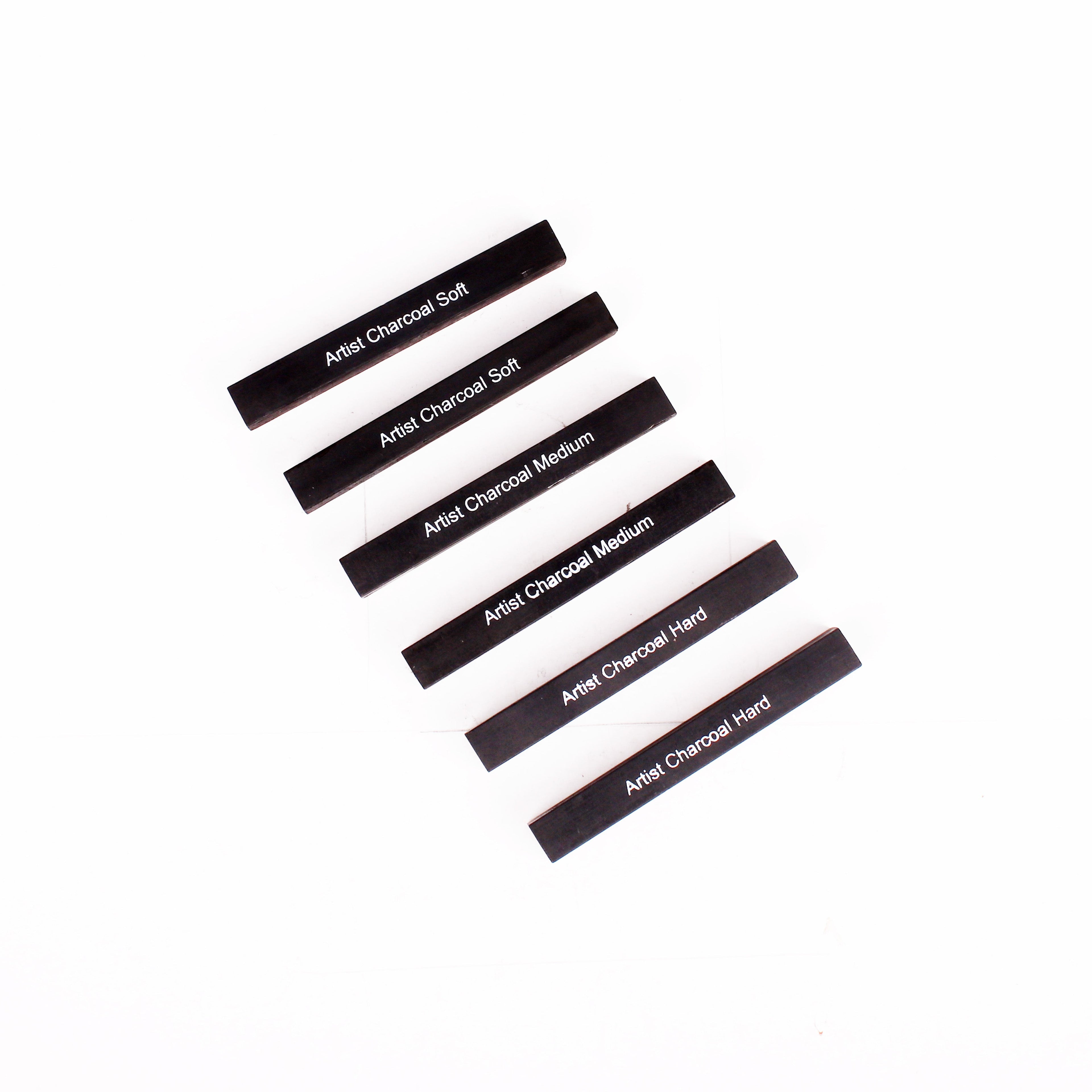 Compressed Charcoal Stick Soft, Medium & Hard Pack Of 6pcs Blister