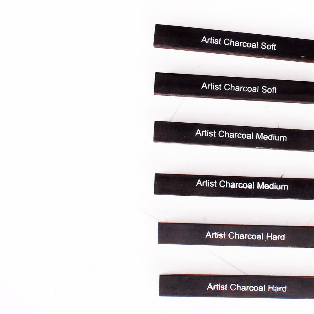 Compressed Charcoal Stick Soft, Medium & Hard Pack Of 6pcs Blister