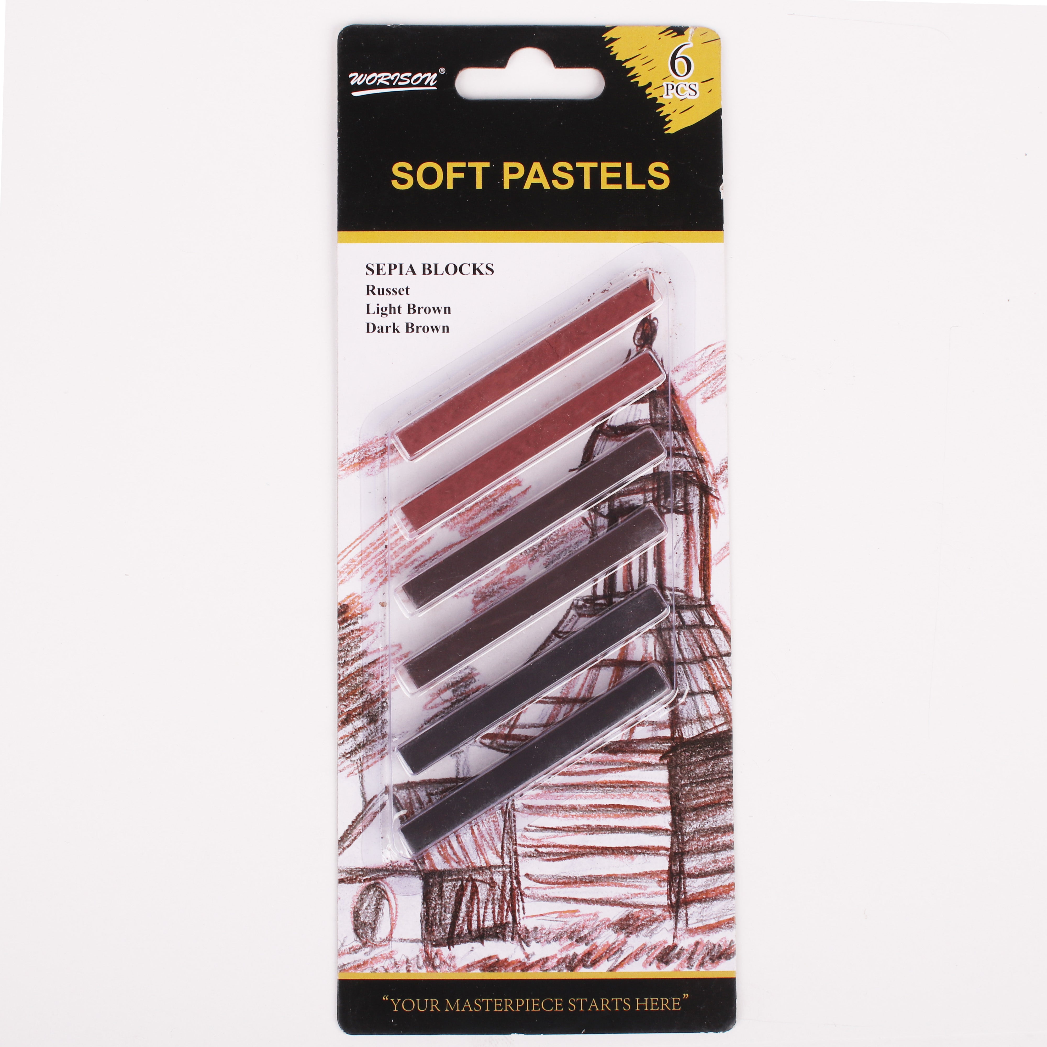 Soft Pastels Sepia Blocks Set of 6pcs Blister