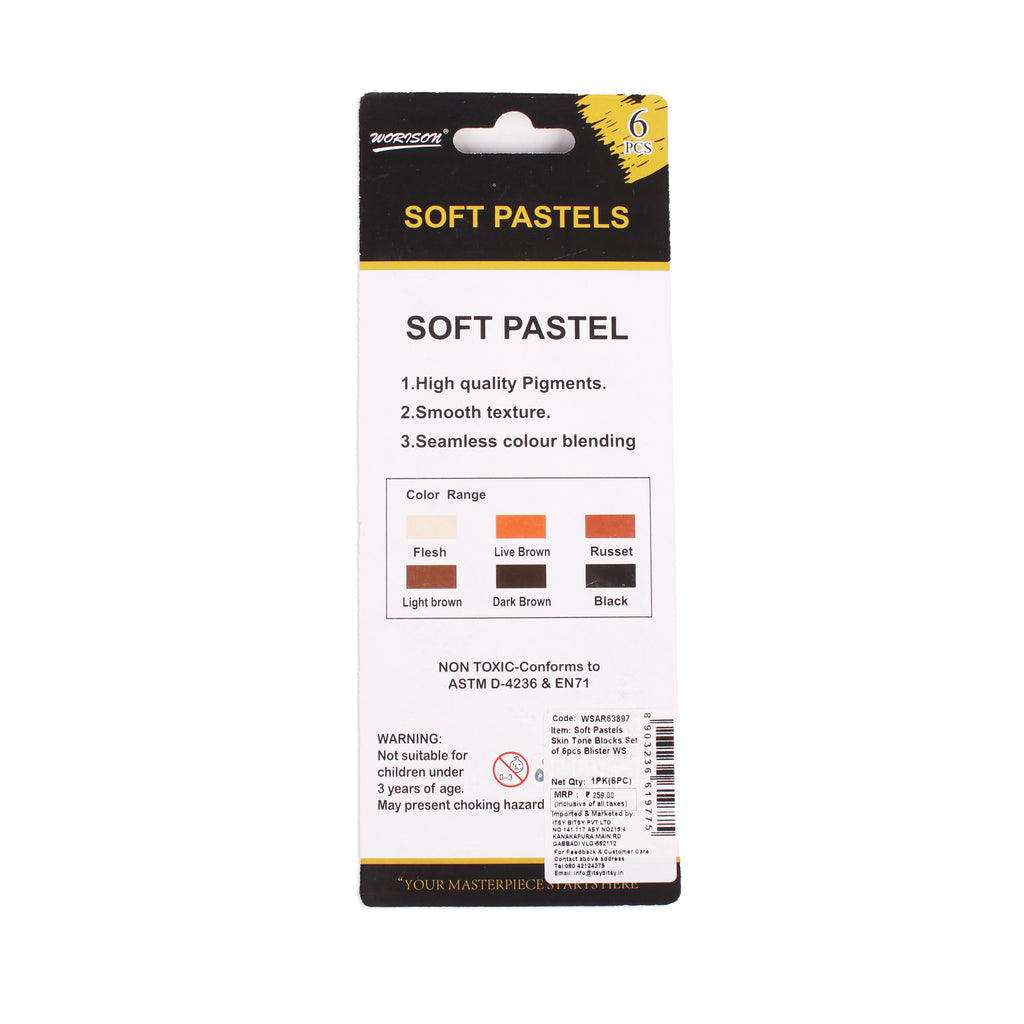 Soft Pastels Skin Tone Blocks Set of 6pcs Blister