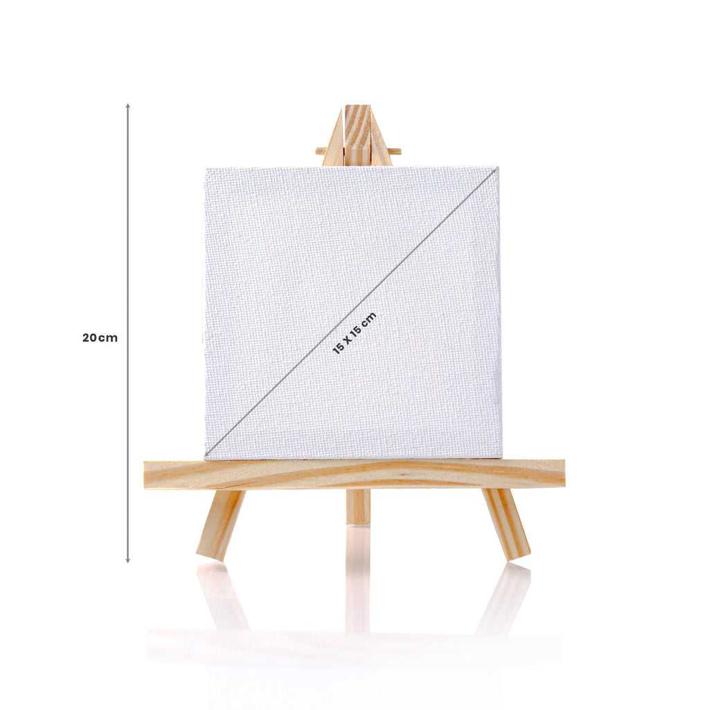 Wooden Mini Easel With Canvas Easel Size 20cm Canvas Size 15 X 15cm Set of 5pc