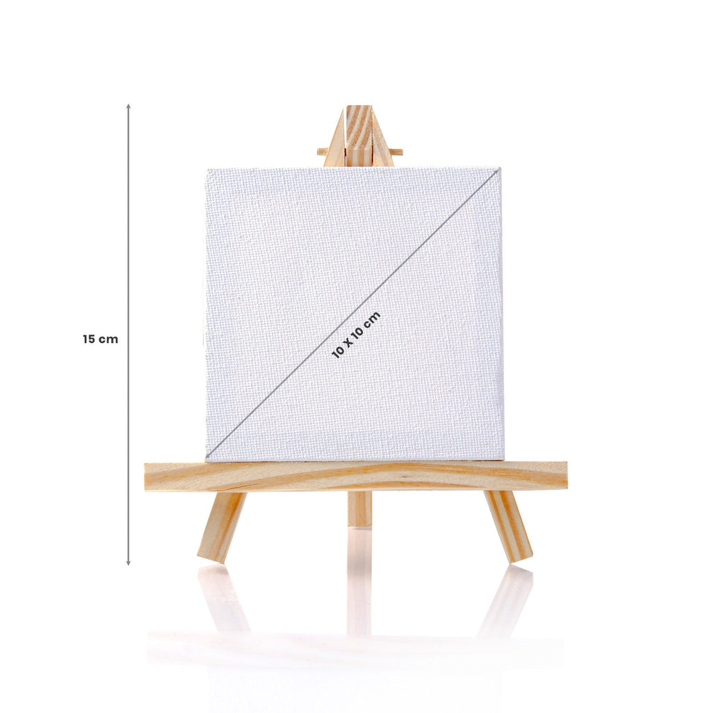 Wooden Mini Easel With Canvas Easel Size 15cm Canvas Size 10 X 10cm Set of 5pc