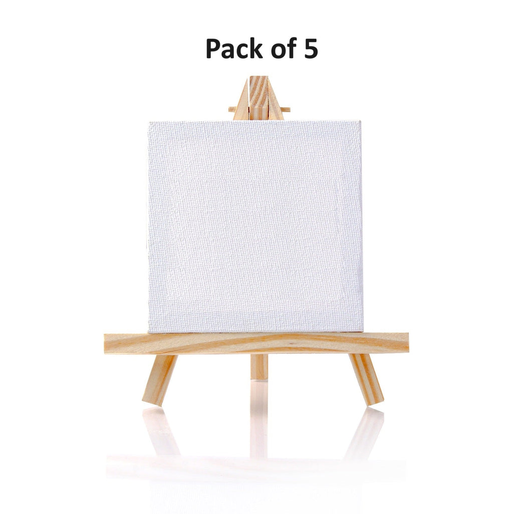 Wooden Mini Easel With Canvas Easel Size 15cm Canvas Size 10 X 10cm Set of 5pc
