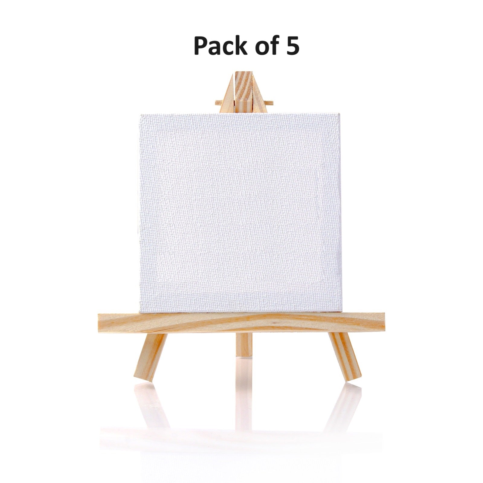 Wooden Mini Easel With Canvas Easel Size 15cm Canvas Size 10 X 10cm Set of 5pc