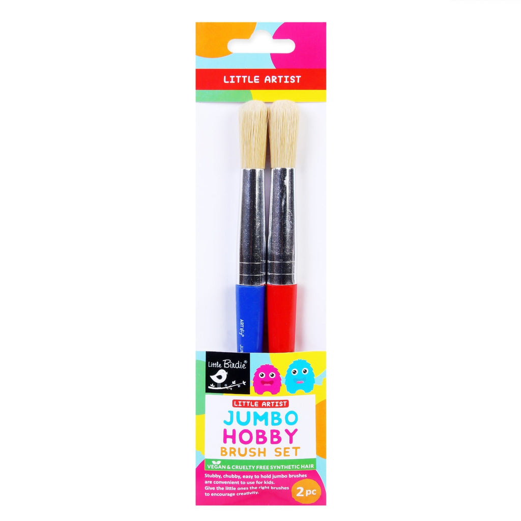 Jumbo Hobby Brush Synthetic Hair Red and Aqua Set of 2pc
