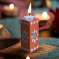 Mirror Art Tealight Holder Florista Orange 5inch 1pc ( Candle Included 1pc)