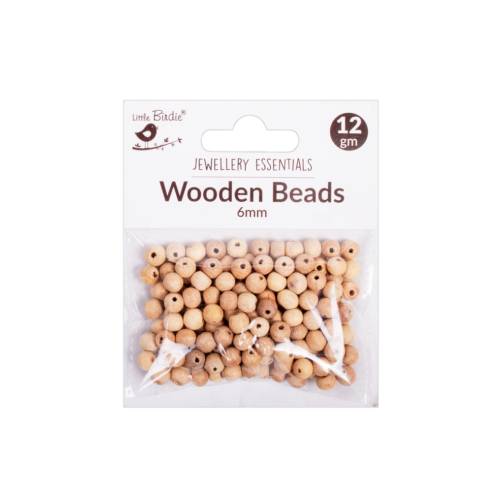 Wooden Beads 6mm Natural 12G