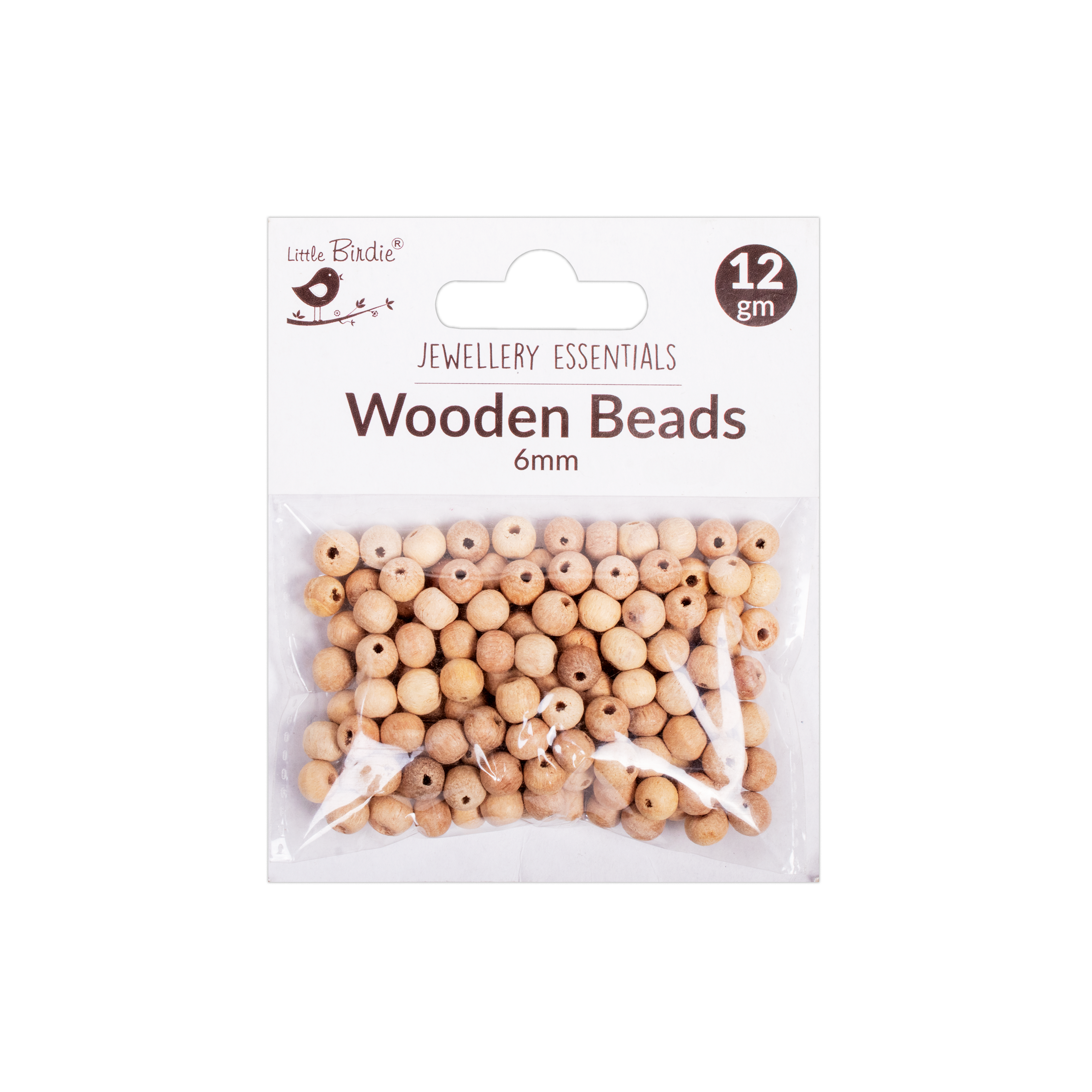 Wooden Beads 6mm Natural 12G