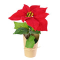 Mini Flocked Poinsettia Pot Red 21cm 1pc