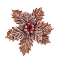 Snowy Gingerbread Poinsettia with Peppermint Berry Centre Stem with Clip 11cm 1pc