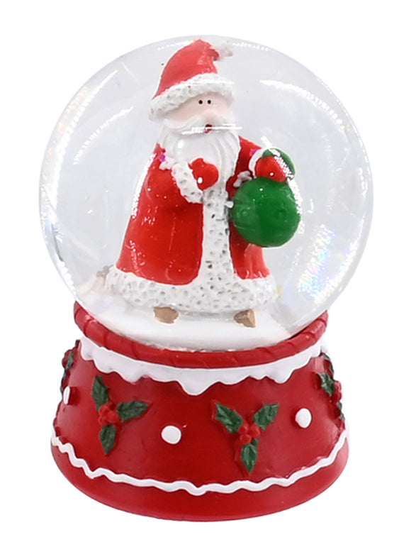 Santa Waterball Red Base with Holly Details Assorted 45mm 1pc