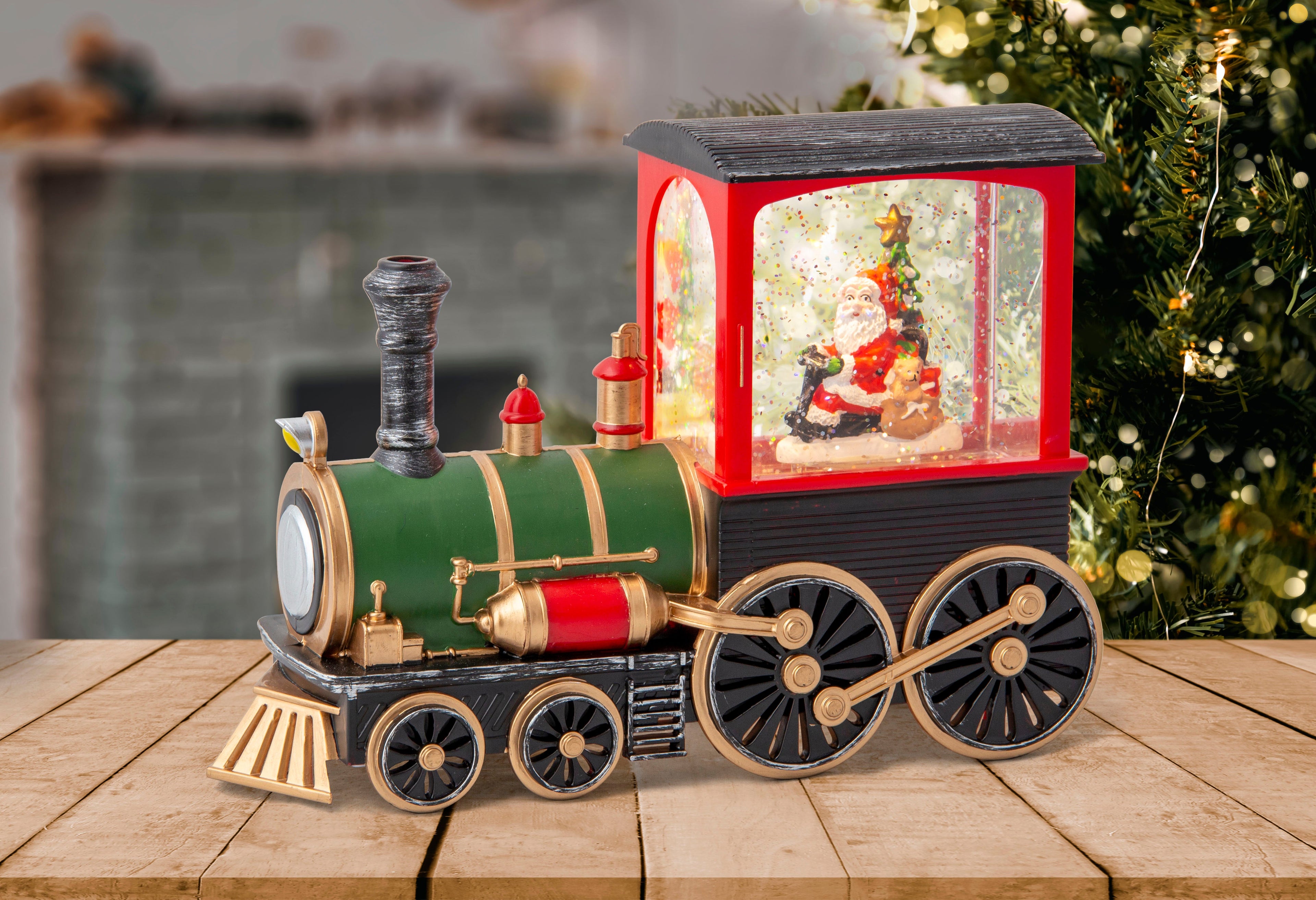 Glitter Swirl Santa Train Warm White LED USB Cable Included 1pc BOX