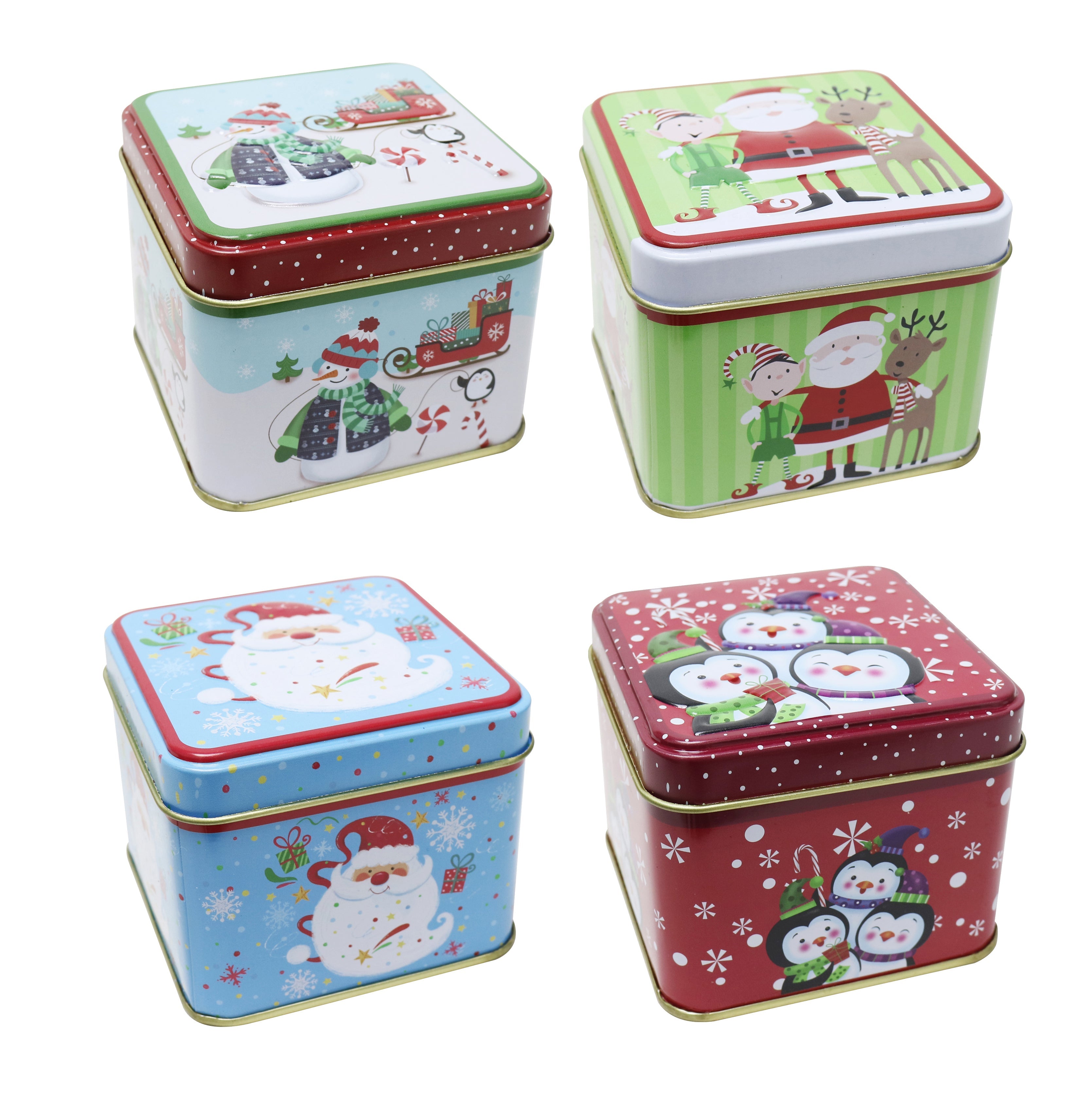Christmas Mini Storage Tin Square Assorted 1Pc