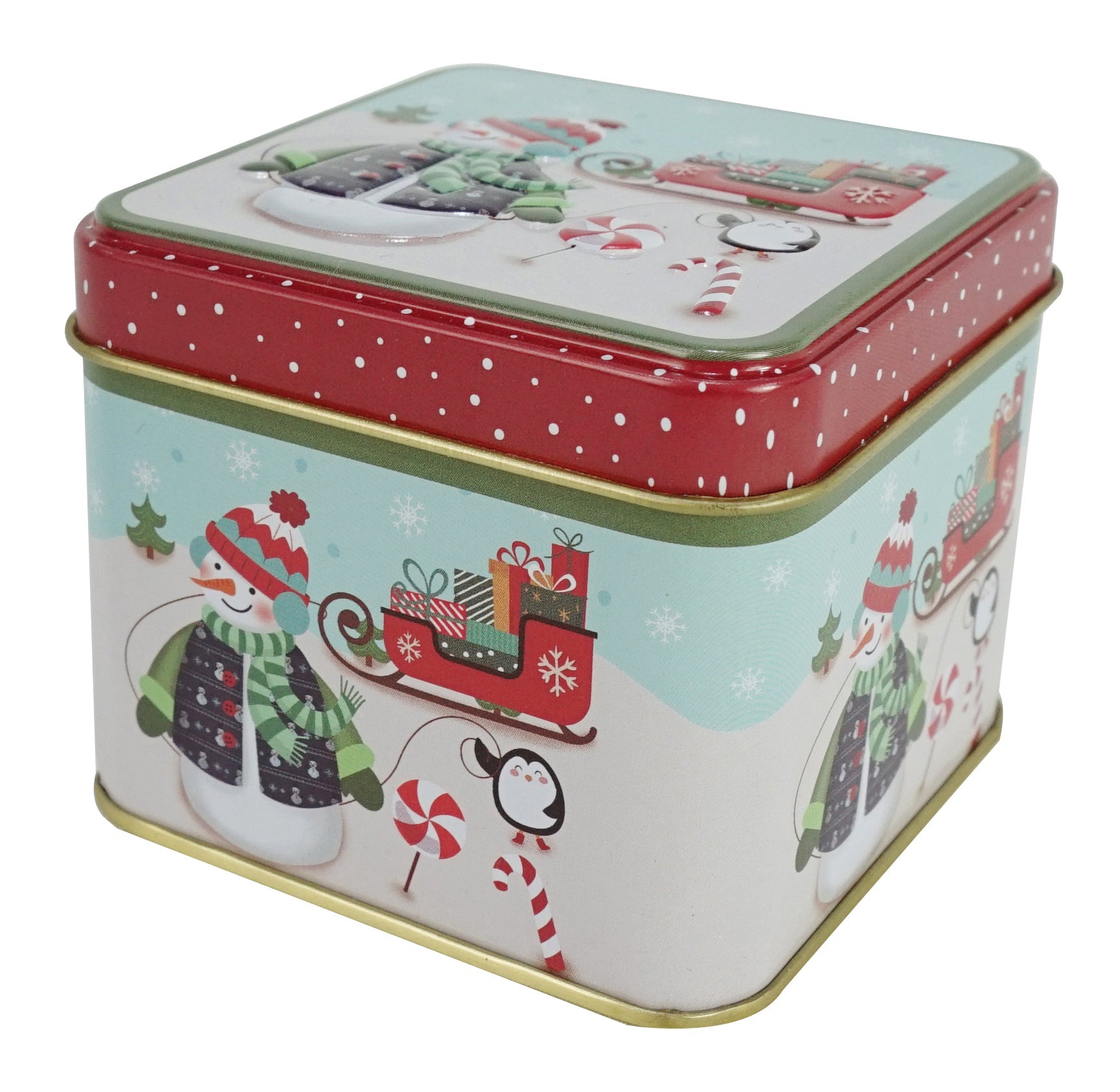 Christmas Mini Storage Tin Square Assorted 1Pc