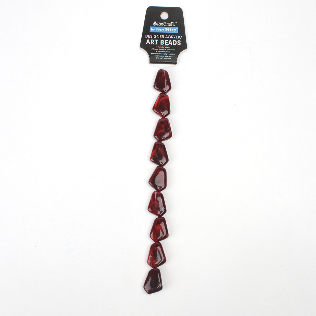 Designer Acrylic Art Beads Garnet Red 9 Beads 1 String