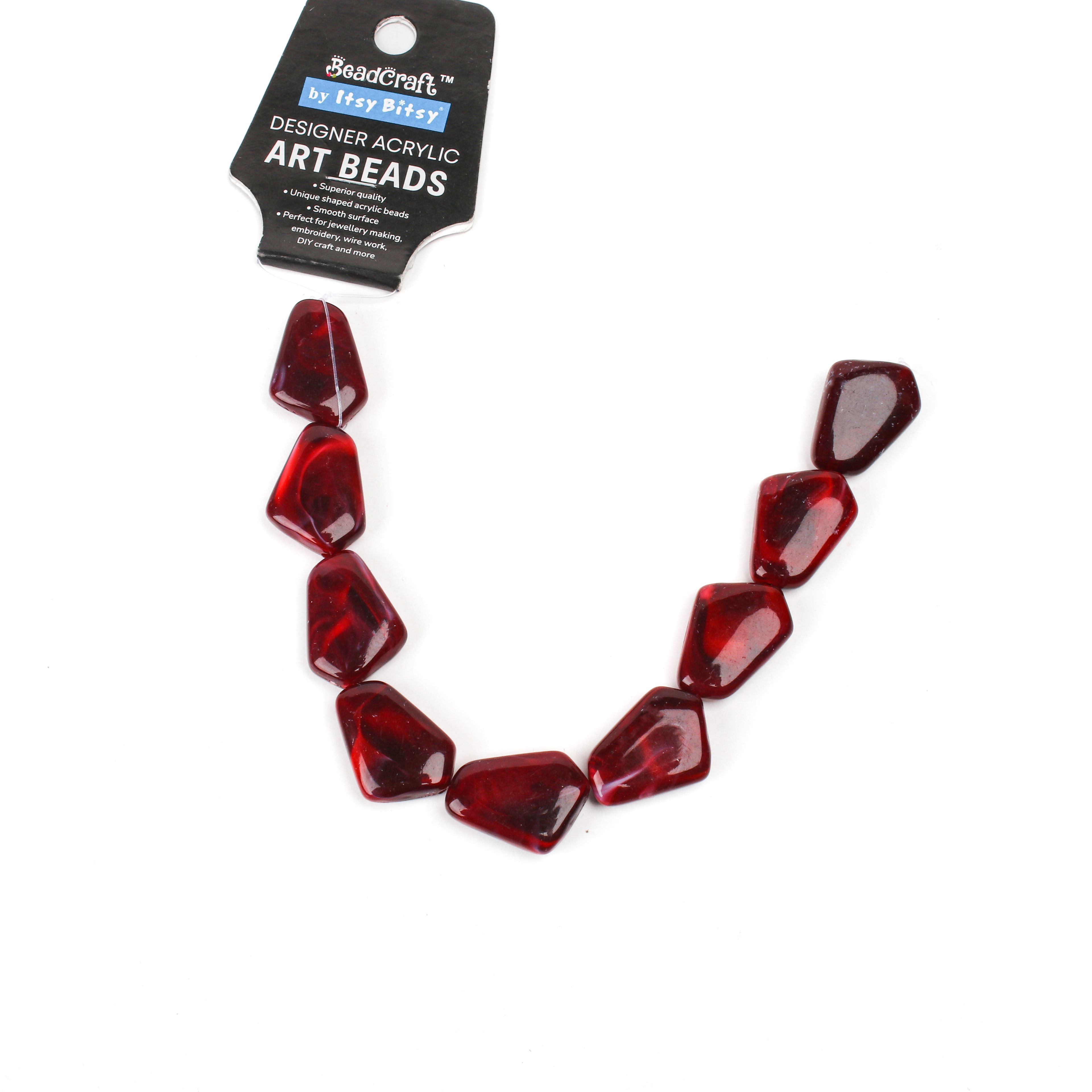Designer Acrylic Art Beads Garnet Red 9 Beads 1 String