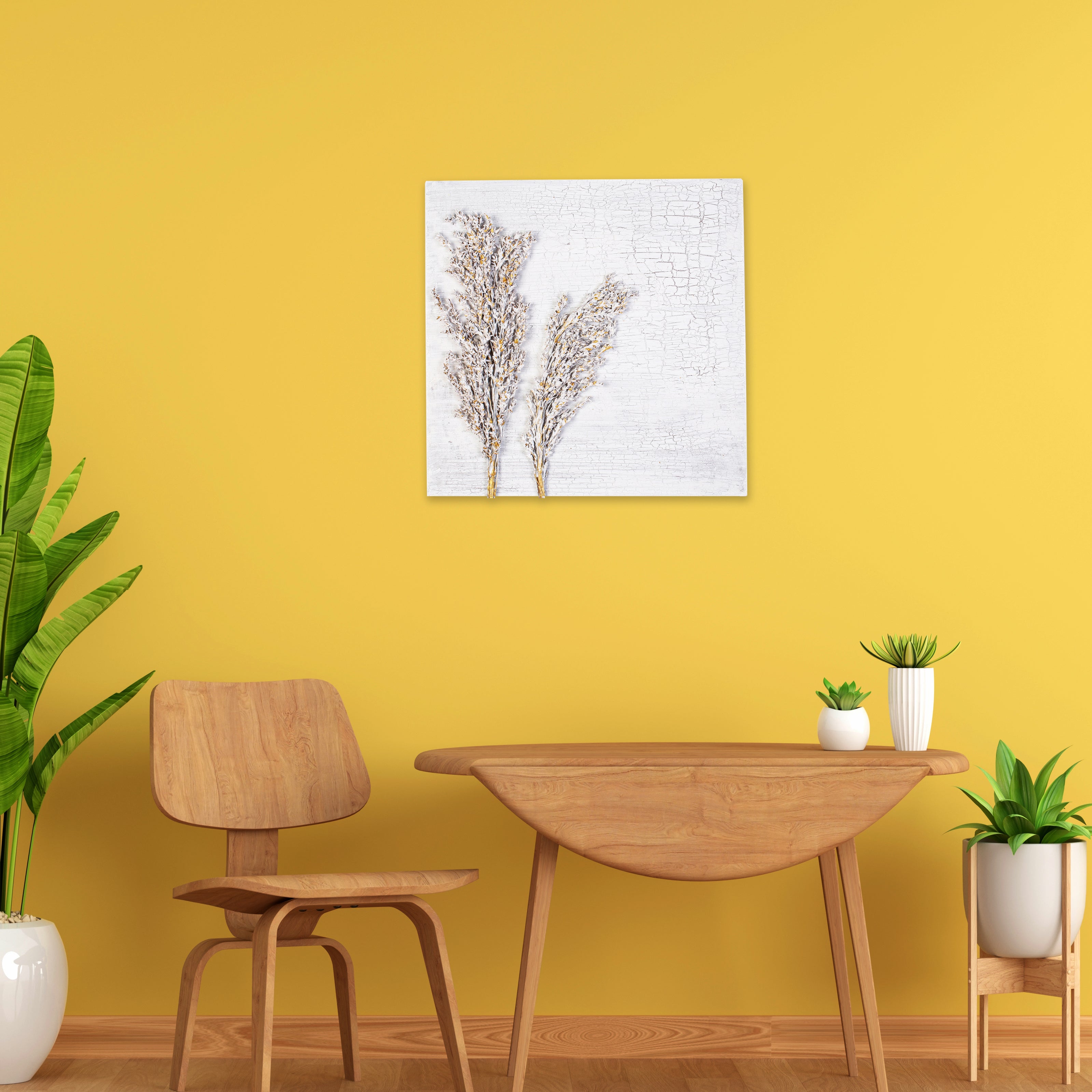 Wall Decor Handmade 3D Botanical Shimmery Field Approx H12 X L12 X D0.78inch 1pc