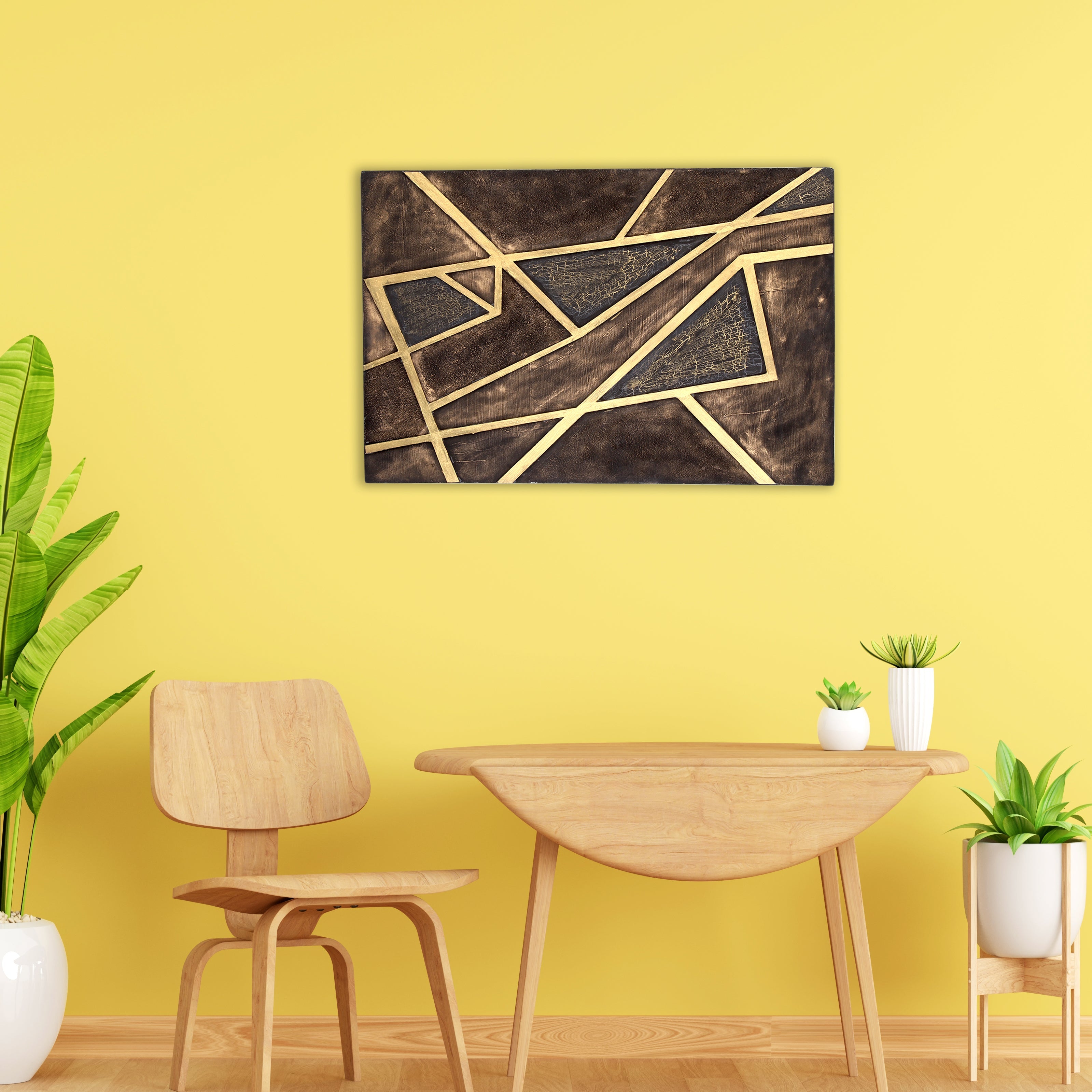 Wall Decor Geometric Metallic Angular Spectacle Approx H36 X L18 X D1.37inch 1pc