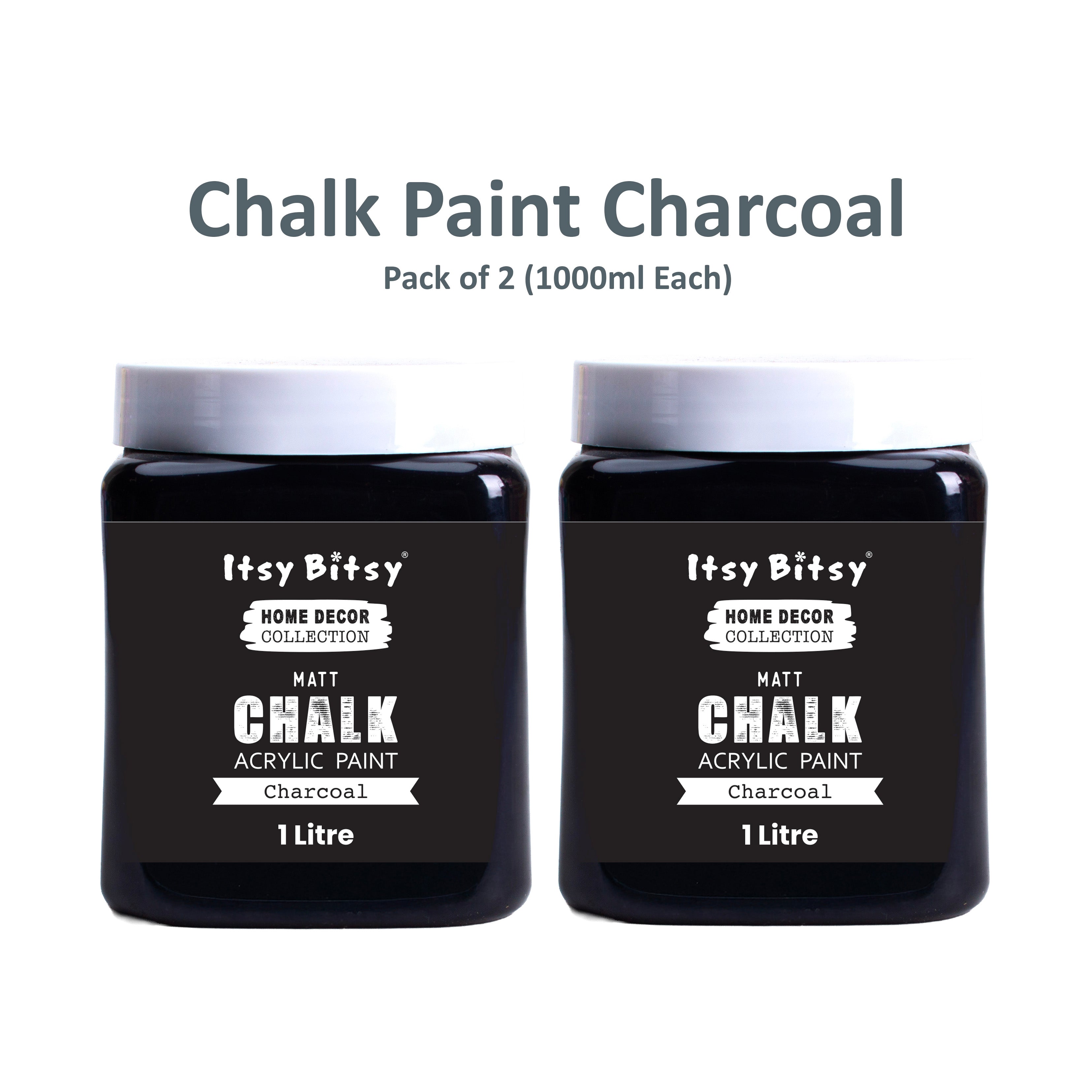 Home Decor Chalk Paint Charcoal 1Litre X 2 Bottle