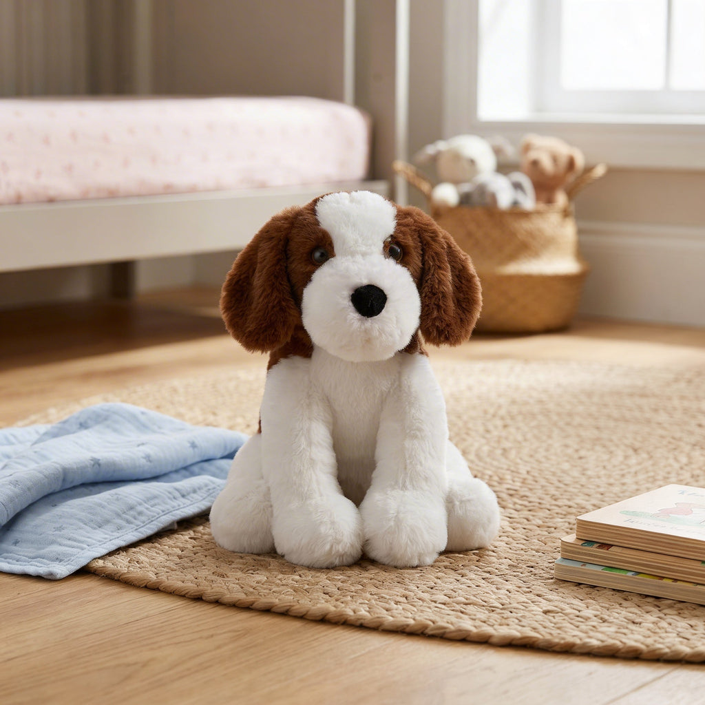 Soft Toy Dog White an Brown 12inch 1pc
