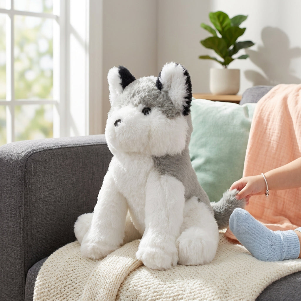 Soft Toy Husky Grey and white 12inch 1pc