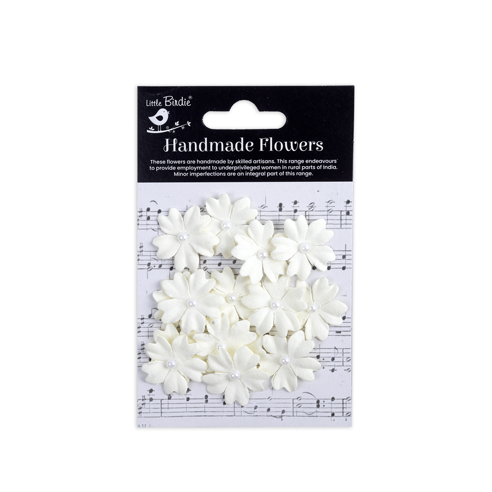 Handmade flowers Ivory Pearl Ijra Approx 2.5cm 15pc