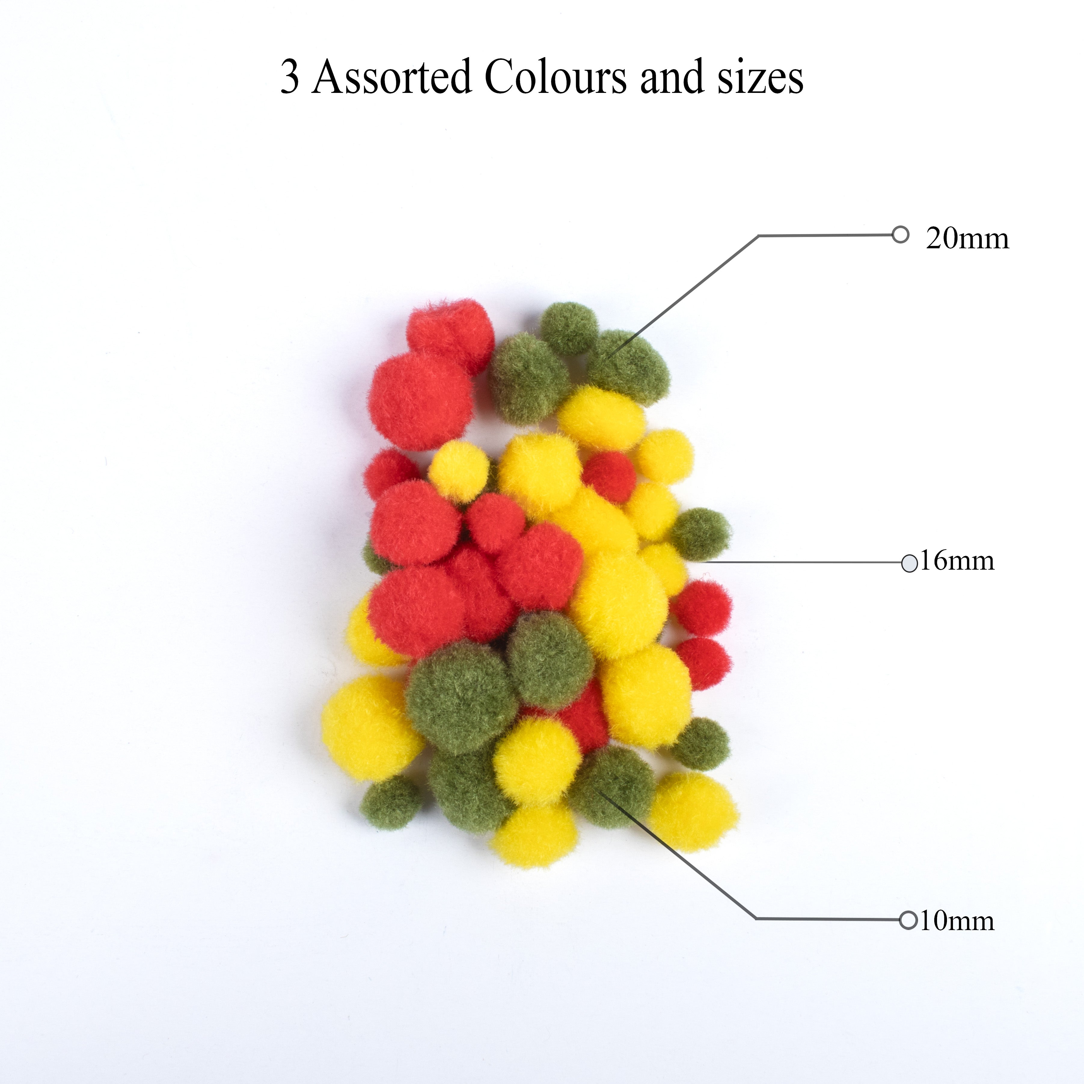 Pom Pom Bright Assorted Sizes 46pc