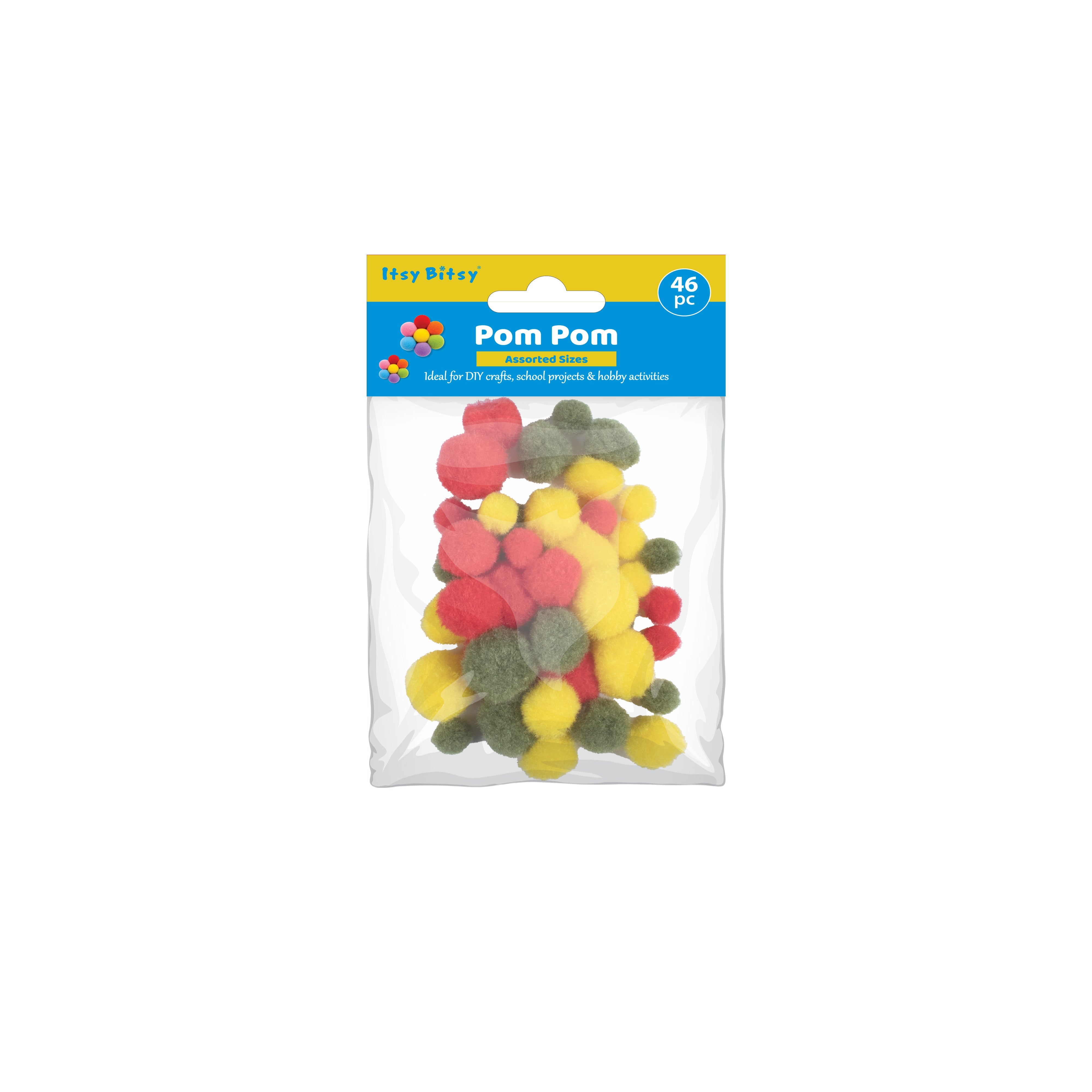 Pom Pom Bright Assorted Sizes 46pc